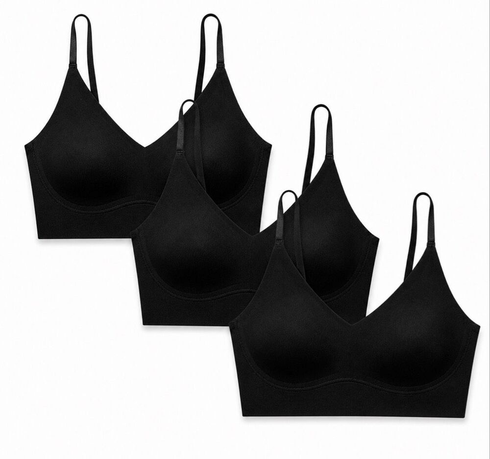 Lot of 3 $174 True & Co True Body Lift Triangle Bra Wireless Black 1X NEW